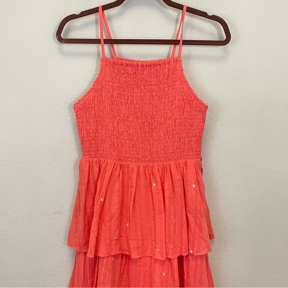 English Factory Orange Embroidered Smocked Tiered Midi Dress Size Small - Picture 4 of 12